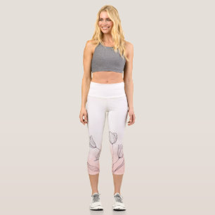 Leggings Capri Aquarelle rose romantique Floral