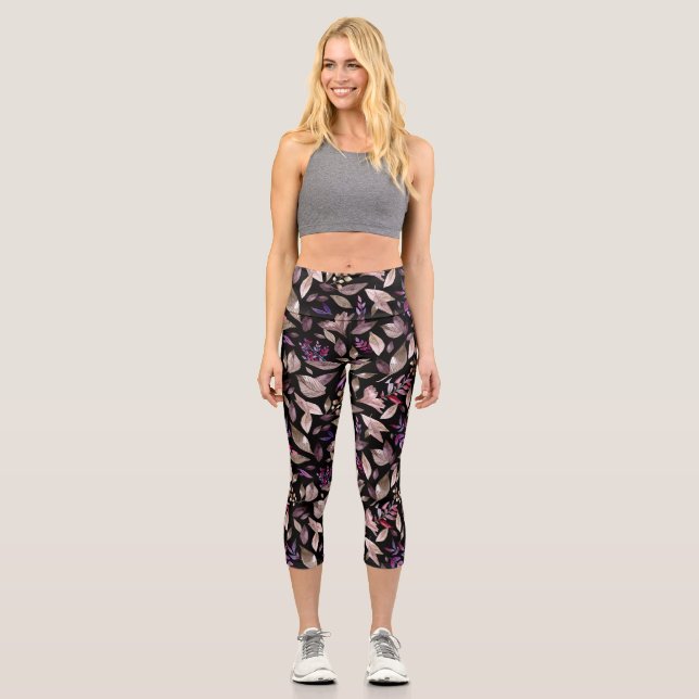 Leggings Capri Aquarelle tombée feuille (Recto)