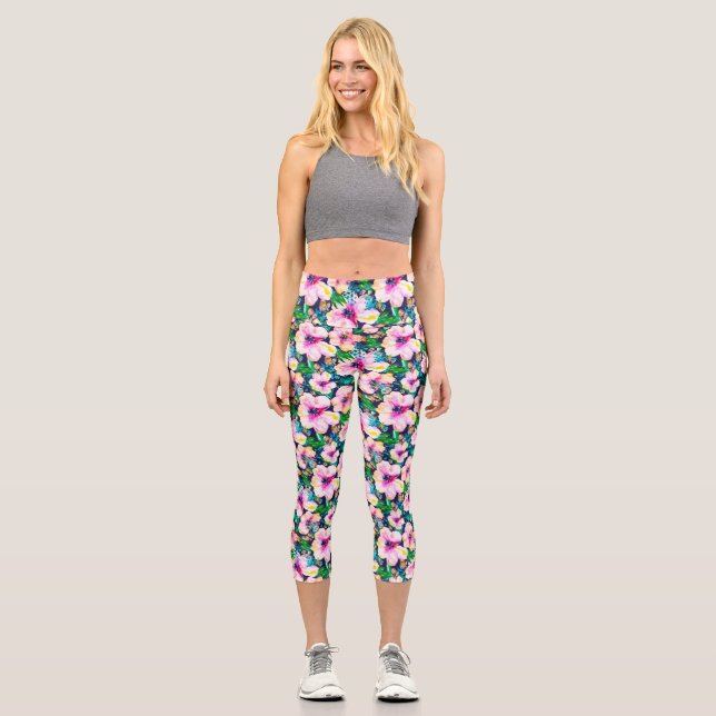 Leggings Capri Aquarelle Wanderer Tropical Floral (Recto)