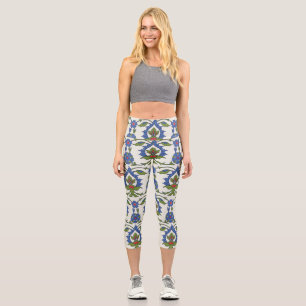Leggings Capri Arabe Traditionnel : Carrelage Iznik sans couture.