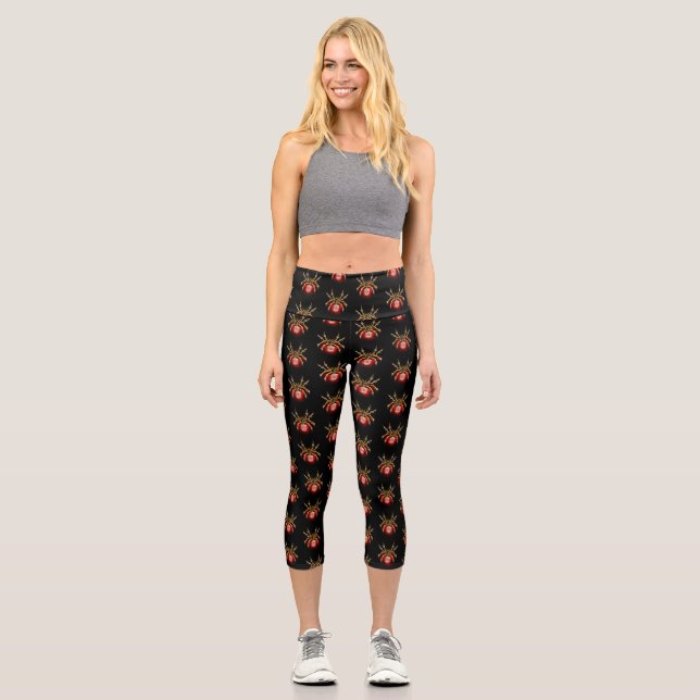 Leggings Capri Araignée en vapeur noire (Recto)