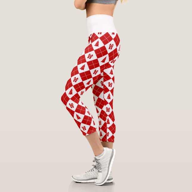 Leggings Capri Arbres de Noël avec boîte cadeau Motif (Gauche)