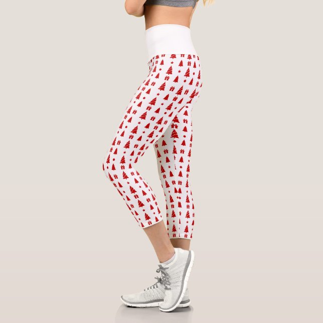 Leggings Capri Arbres de Noël avec boîte cadeau Motif High (Gauche)