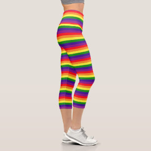 Leggings Capri Arc-en-ciel à rayures horizontales Yoga de fierté