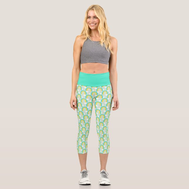 Leggings Capri Arc-en-ciel avec bleu de nuage (Recto)