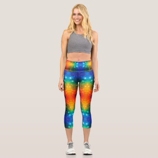 Leggings Capri Arc-en-ciel brillant Galaxie cosmique Étoiles Fier