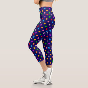 Leggings Capri Arc-en-ciel Coloré Points Blue