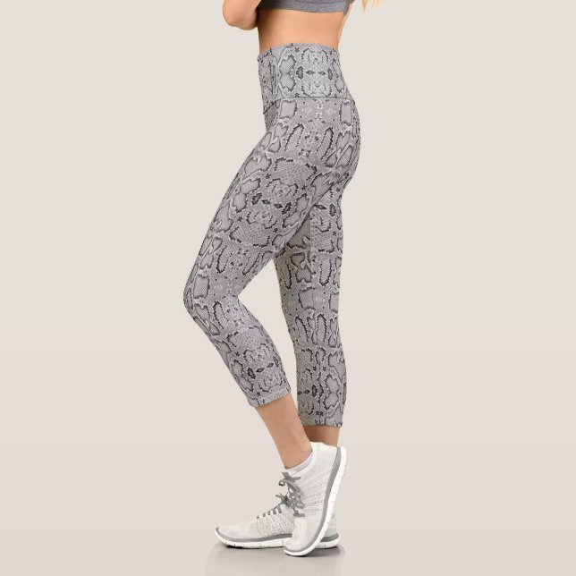 Leggings Capri Argent gris Anaconda Snakeskin (Gauche)