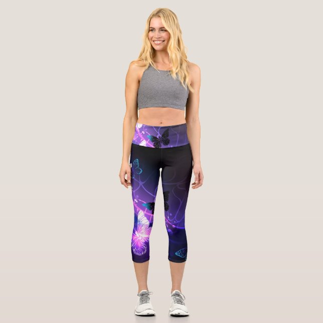 Leggings Capri Arrière - plan avec papillons de nuit (Recto)