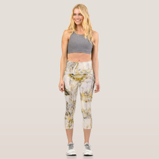 Leggings Capri arrière - plan d'aquarelle Abstraite : dandelion,