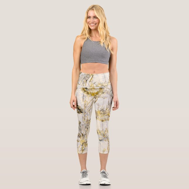 Leggings Capri arrière - plan d'aquarelle Abstraite : dandelion,  (Recto)
