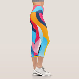 Leggings Capri Arrière - plan des lignes ondulées de couleur vive