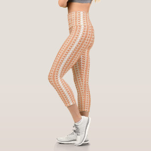Leggings Capri Arrière - plan rayé orange et blanc avec