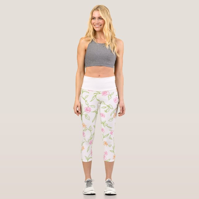 Leggings Capri Arrière - plan Rose tiré de la balance (Recto)