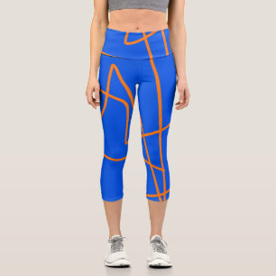 Leggings Capri Art Abstrait Minimalisme Pastel Orange Bleu