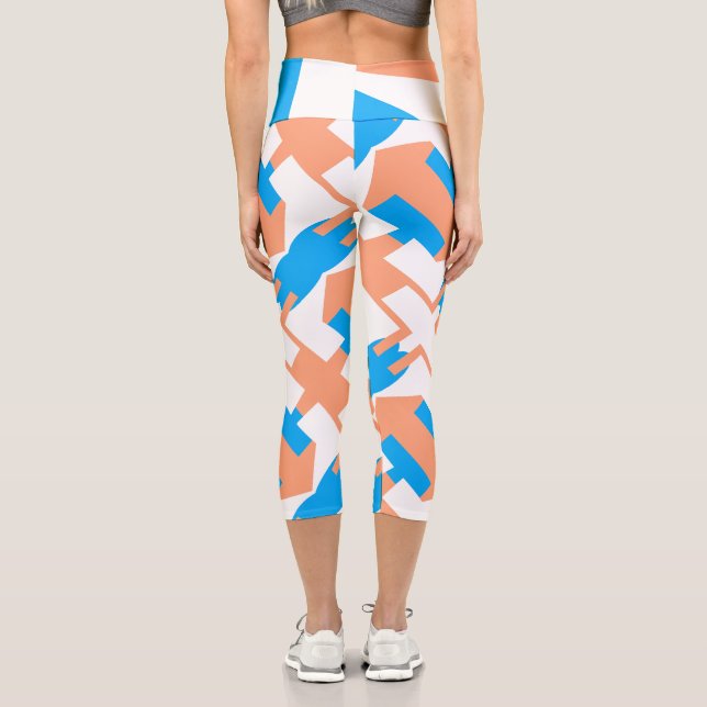 Leggings Capri Art Abstrait Pastel Corail Lavande Bleu (Verso)