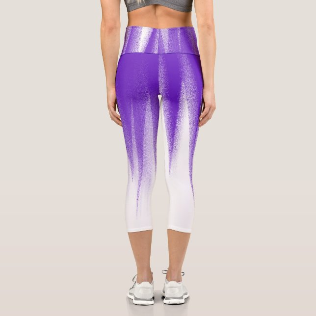 Leggings Capri Art Abstrait Pastel Lavender violet blanc (Verso)
