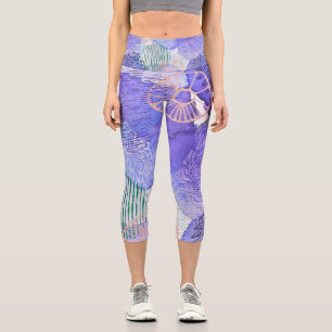 Leggings Capri Art abstrait violet coloré