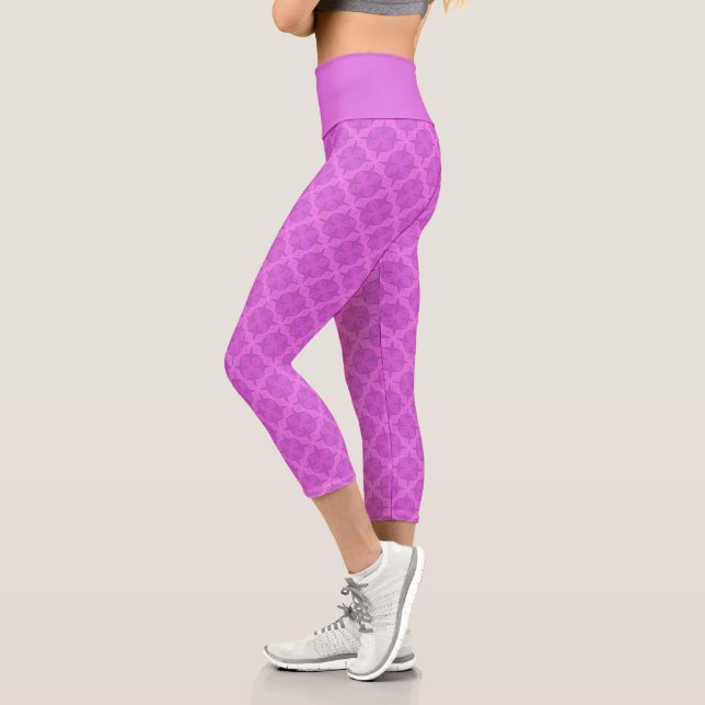 Leggings Capri Art déco lilas vif géométrique (Gauche)