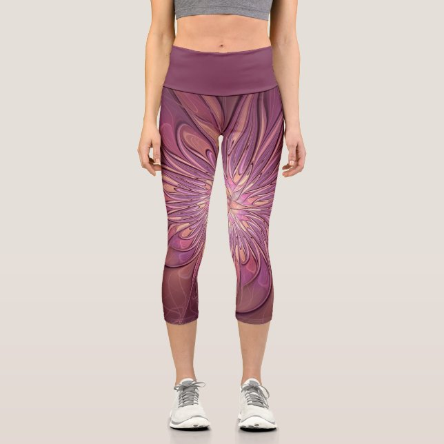 Leggings Capri Art floral fractal moderne abstrait (Recto)