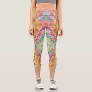 Leggings Capri Art géométrique visionnaire psychédélique V1