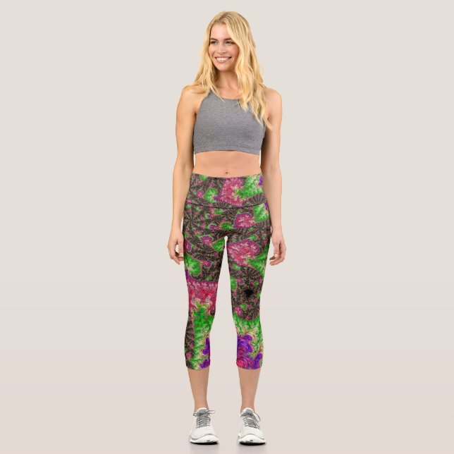 Leggings Capri Art groovy boho hippy funky spirale fractal (Recto)