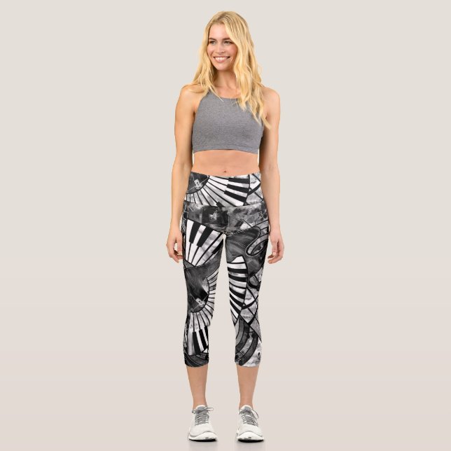 Leggings Capri Art musical Abstrait - Textures mixtes en niveaux  (Recto)