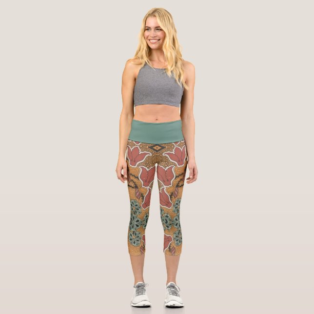 Leggings Capri Art nouveau Cyclamen floral Eugene Grasset elegant (Recto)
