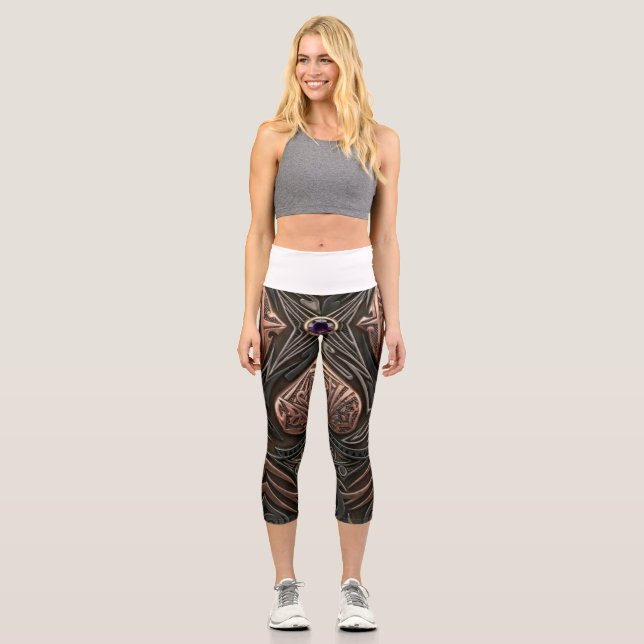Leggings Capri Art numérique de mandala complexe (Recto)