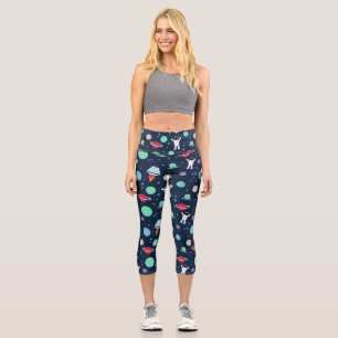 Leggings Capri Astronautes Planètes Fusées et Aliens