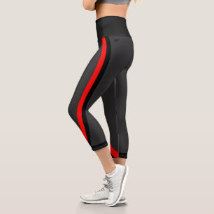 Leggings Capri Attoni gris foncé rouge et noir Side Sports