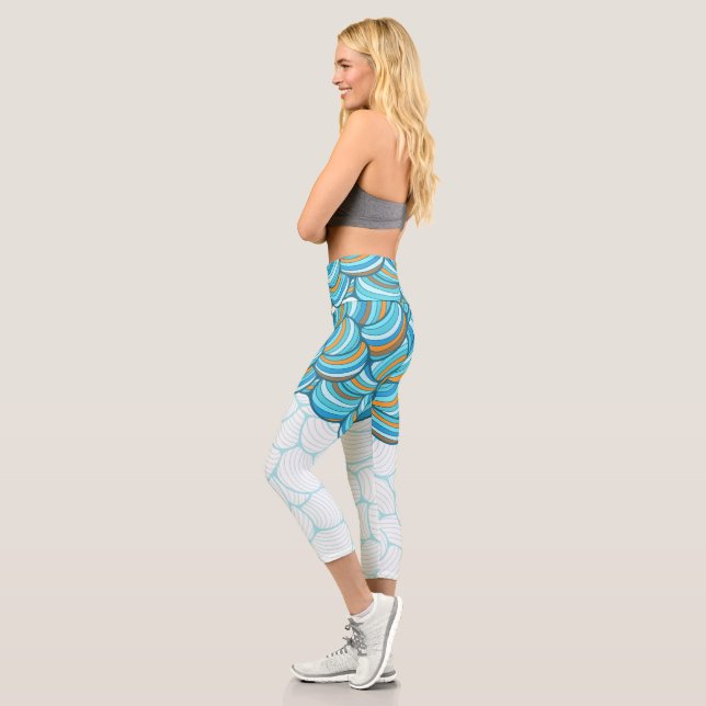 Leggings Capri Attractif mignon motif abstrait l Exercice bleu (Gauche)