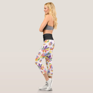 Leggings Capri Automne D'Été Indien Avec Feuilles Colorés