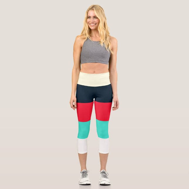 Leggings Capri avec bande de couleur mixte (Recto)