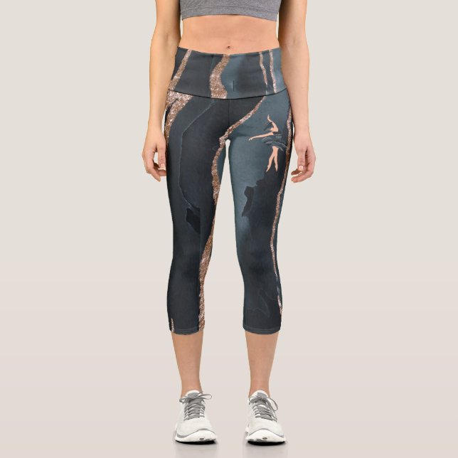 Leggings Capri Ballerine papillon princesse bleu et or (Recto)