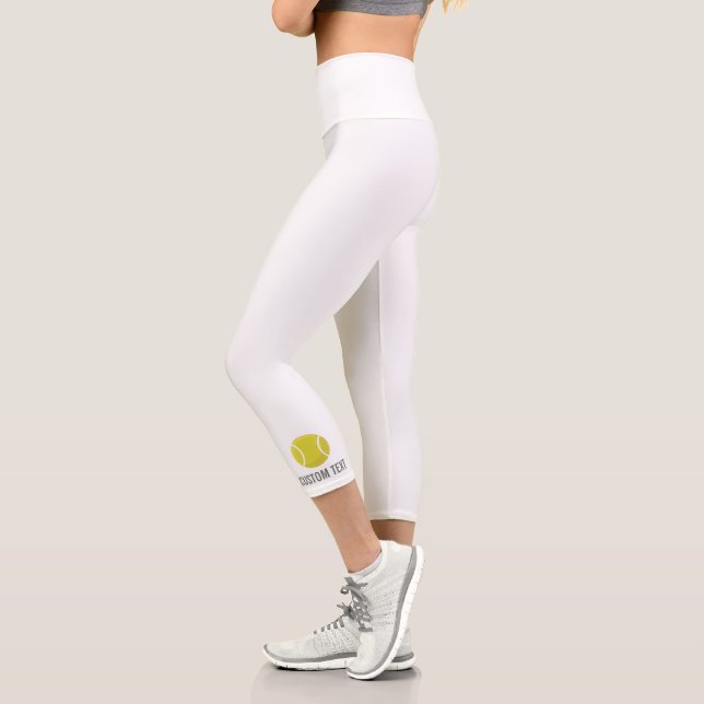 Leggings Capri Ballons de tennis, tout Club Blanc Tennis Texte Pe (Gauche)