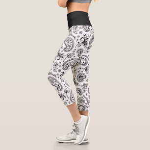 Leggings Capri Bandana Paisley Noir Et Blanc Cool