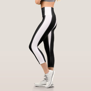 Leggings Capri Bande large noire + blanche