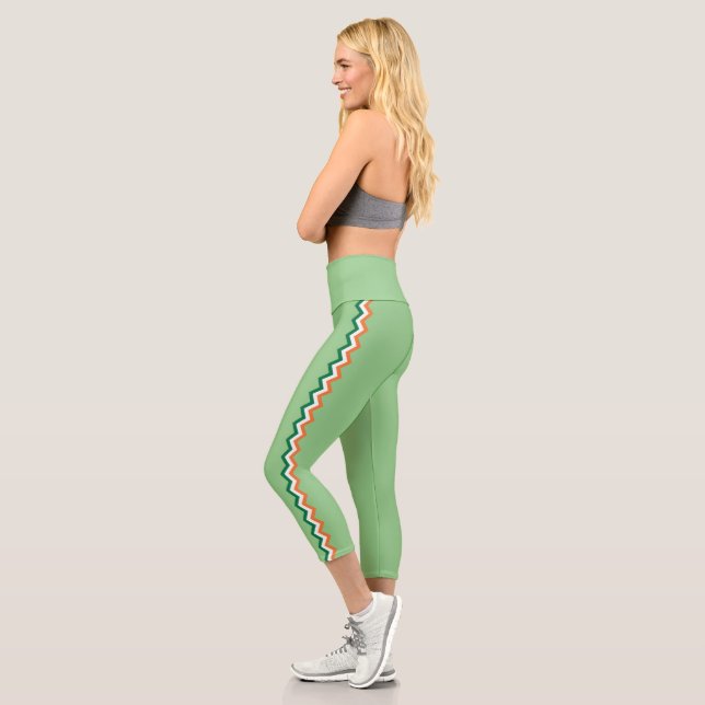 Leggings Capri Bande latérale multicolore pour femmes mignonnes (Gauche)