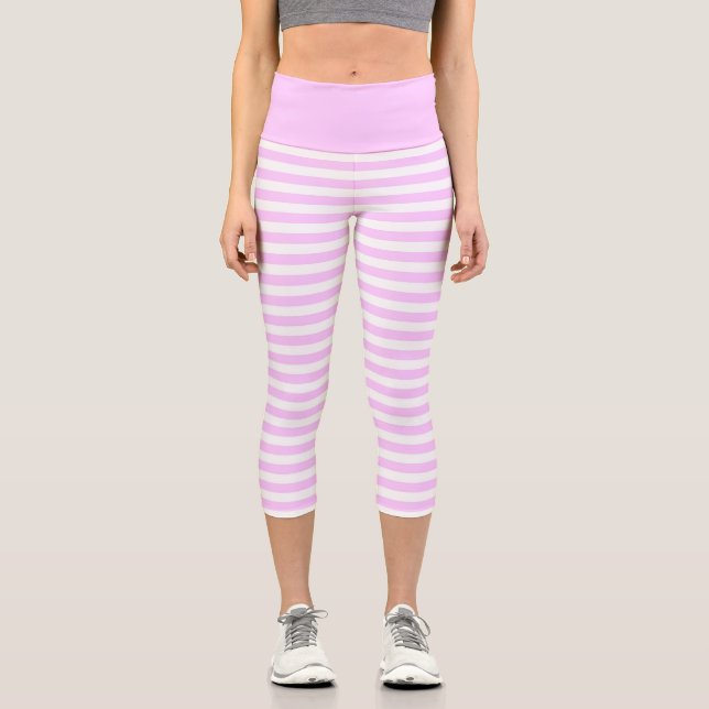 Leggings Capri Bande Lilac horizontale Capris haut taille (Recto)