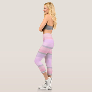 Leggings Capri Bandes Abstraites violettes et roses
