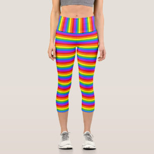 Leggings Capri Bandes arc-en-ciel colorées