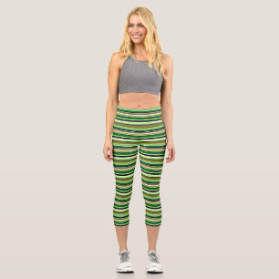 Leggings Capri Bandes blanches vert mignonne lancer oreiller