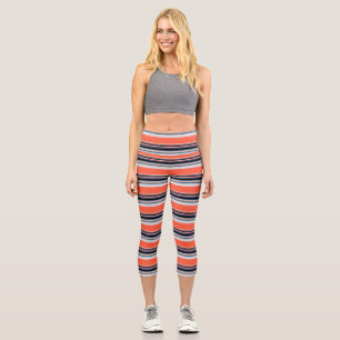 Leggings Capri Bandes bleues orange