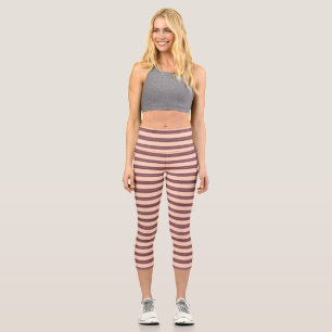 Leggings Capri Bandes brunes rose mignonnes
