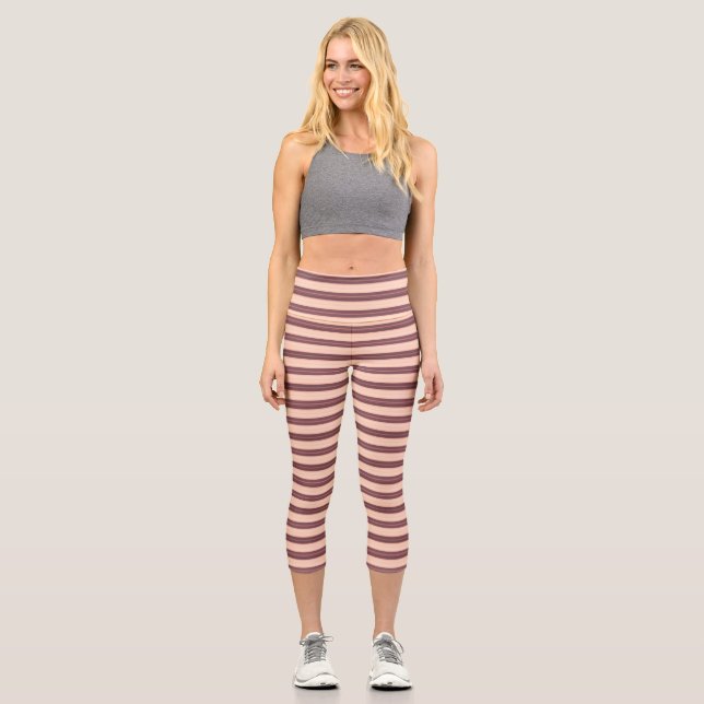 Leggings Capri Bandes brunes rose mignonnes (Recto)