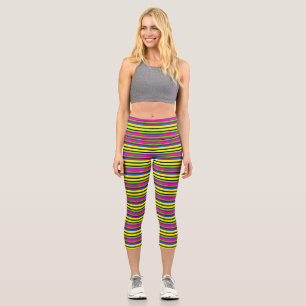 Leggings Capri Bandes colorées jaunes mignonnes