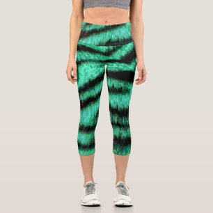 Leggings Capri Bandes de tigres de néon vert