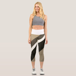 Leggings Capri Bandes diagonales monochromes stylées Sepia