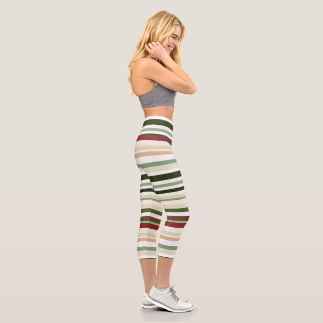 Leggings Capri Bandes d'olivier, de vert et de rouge (Droite)